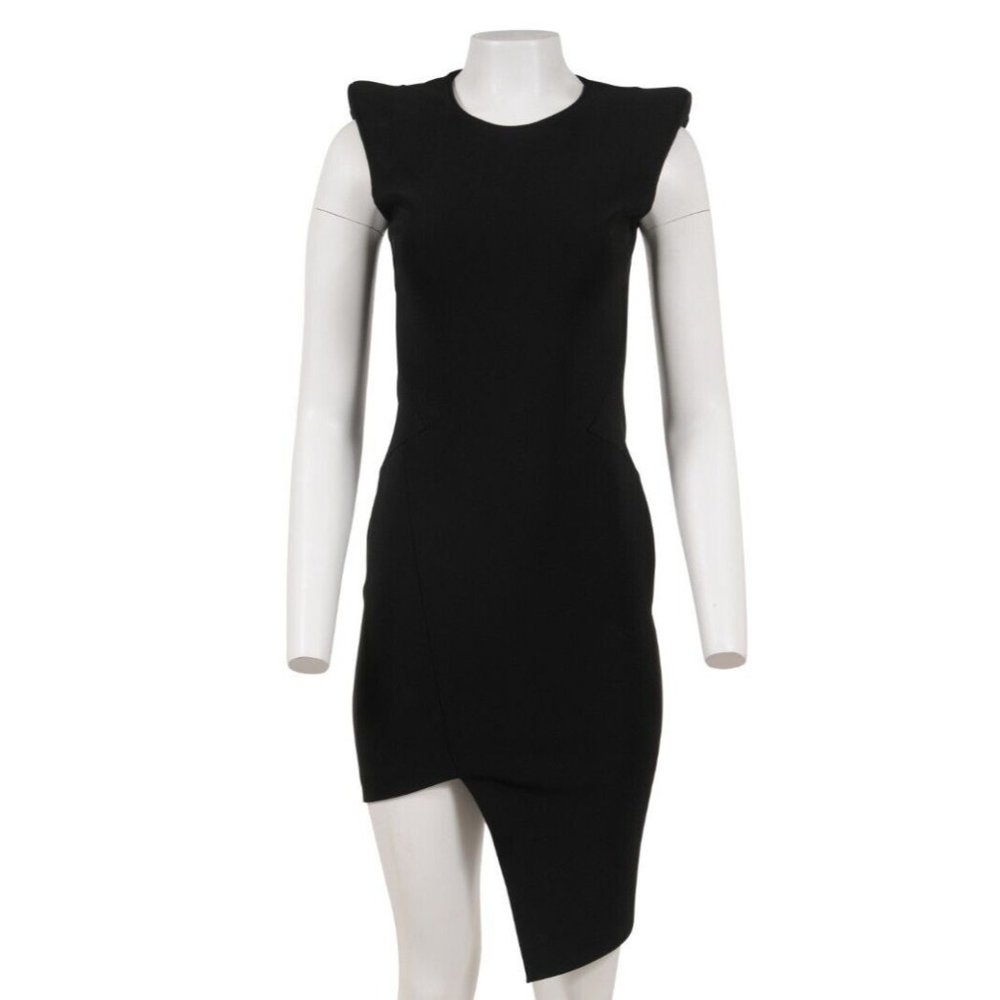 Mugler Womens Asymetrical Midi Dress Size 38 Black Viscose Sleeveless Viscose